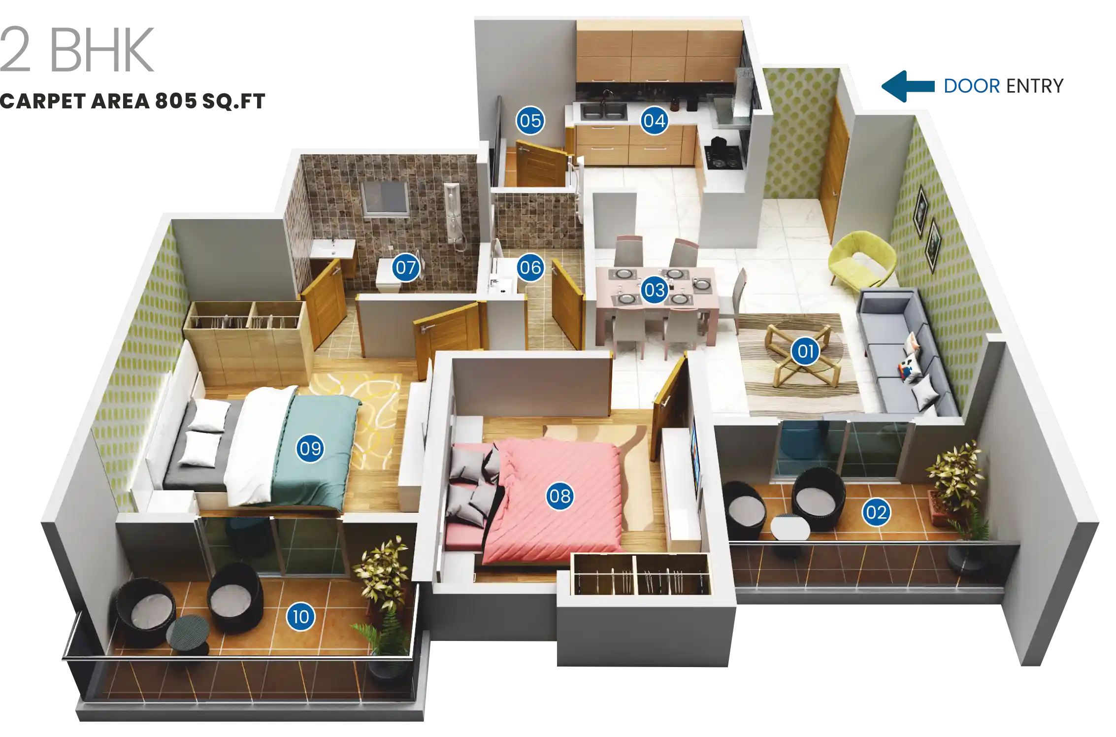 2 BHK Unit Plan